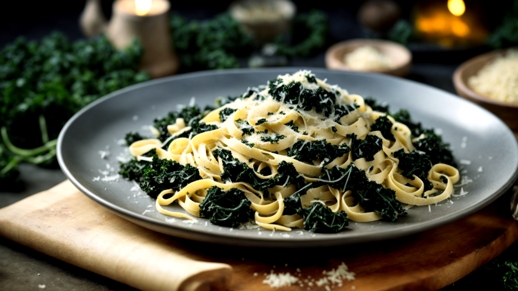 Tagliatelle di riso burro aromatico cavolo nero"