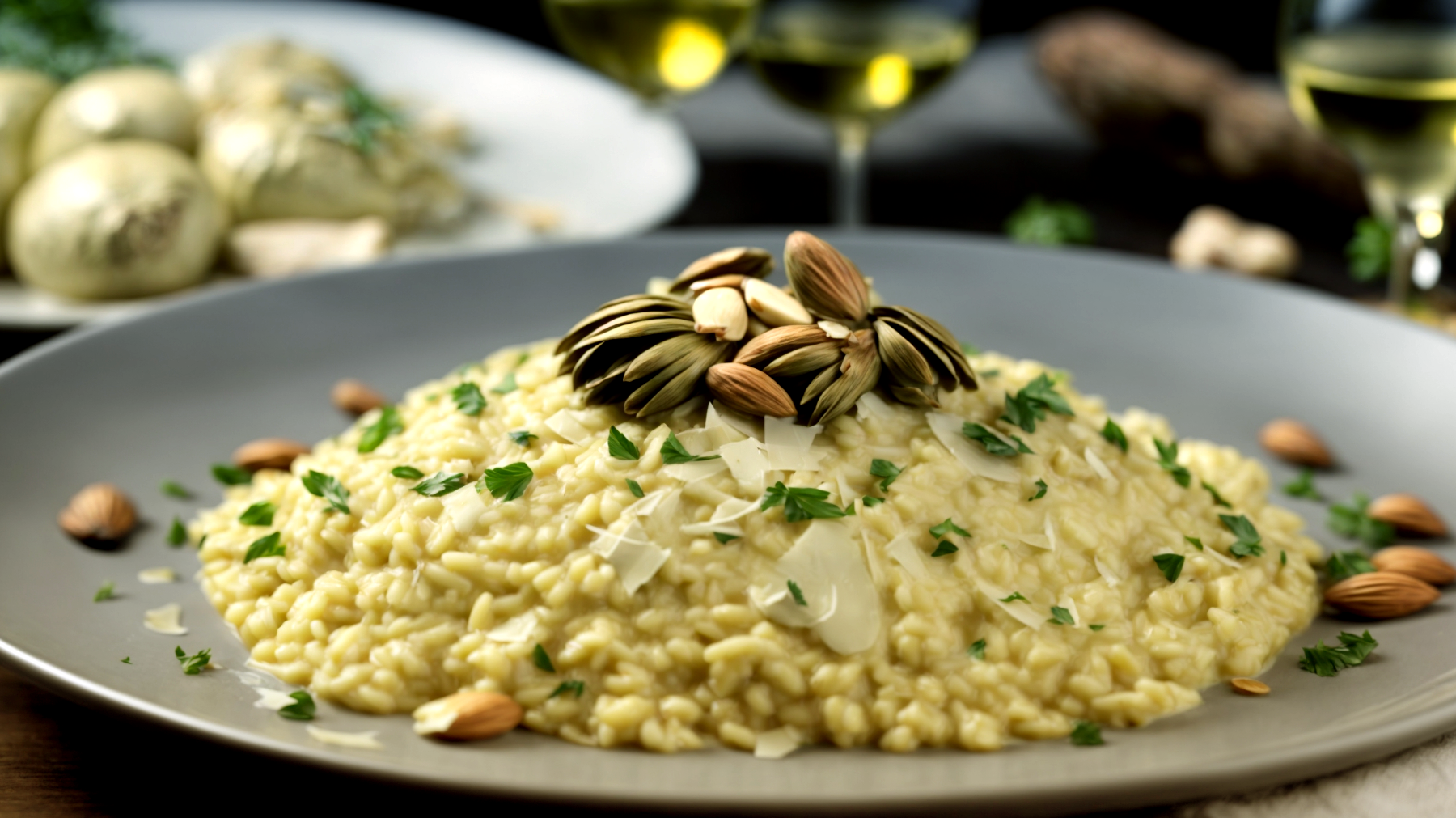 carciofi mandorle risotto"