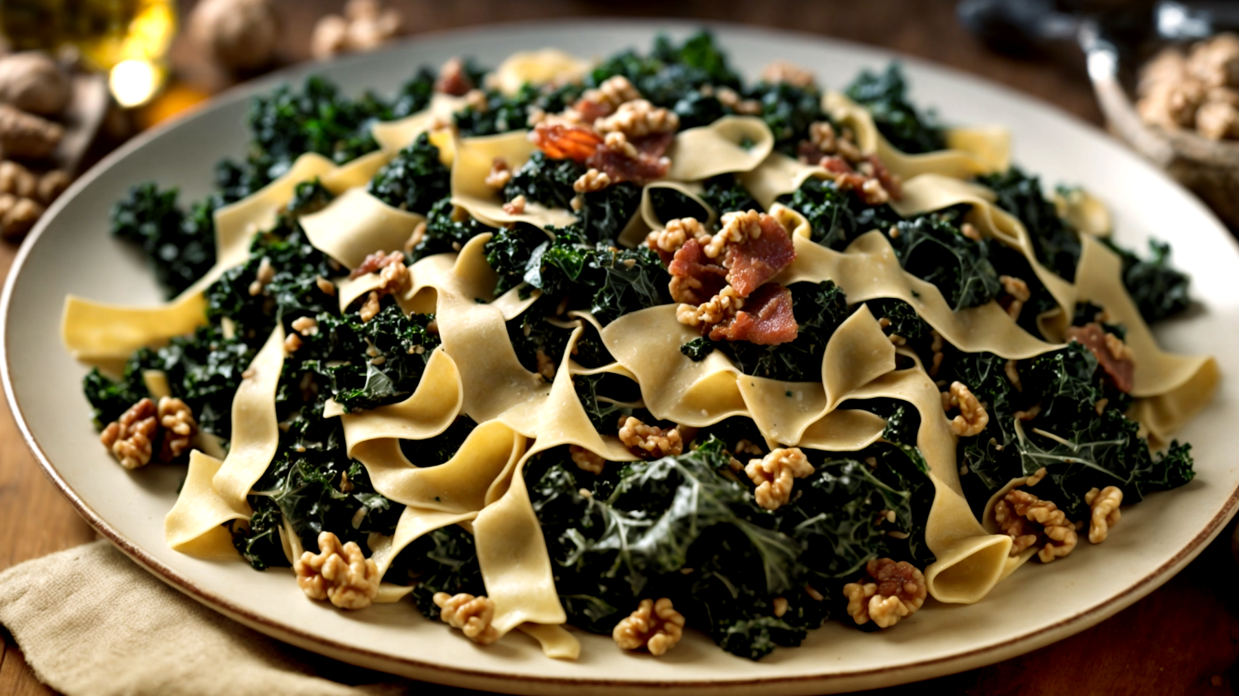 pappardelle cavolo nero noci"